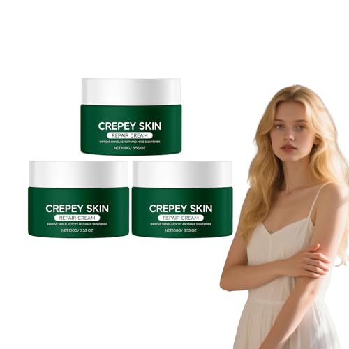 Crema Reparadora Crepey Skin con Ácido Hialurónico - Hidratación Intensa y Barrera Protectora - Hidratante Reafirmante para Mujeres - Crema de Noche para Mejorar la Textura de la Piel (3 Cajas)
