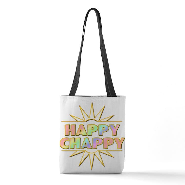 CafePress HAPPY CHAPPY Rainbow Sunshine All Over Print Tote Bag 13"x13" Reusable Grocery Shopping Sling Tote Bag