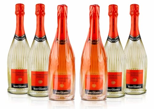 Sant'Orsola - Valdobbiadene Prosecco D.O.C.G. Superiore Millesimato Extra Dry, da Uva Glera, Sapore Fresco, Armonico, Sapido e Bilanciato, 6x750 ml