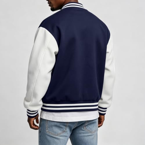 Varsity Jacket Men Fleece Button Down Baseball Oversized Cardigans - image 5