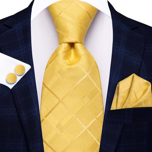 Image of Dubulle Mens Paisley Floral Silk Tie for Men Striped Necktie and Pocket Square Cufflinks Set Wedding Business