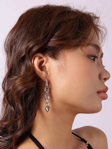 Boucles d'oreilles gothiques punk légères cœur anti-allergie grunge - 4