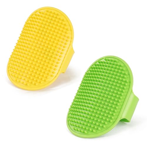 ZAKTUS 2 Pezzi Spazzola per Bagno Cani, Spazzola per Cura Animali Domestici, Shampoo Massaggiante in Gomma con Impugnatura Regolabile per Cani e Gatti a Pelo Lungo