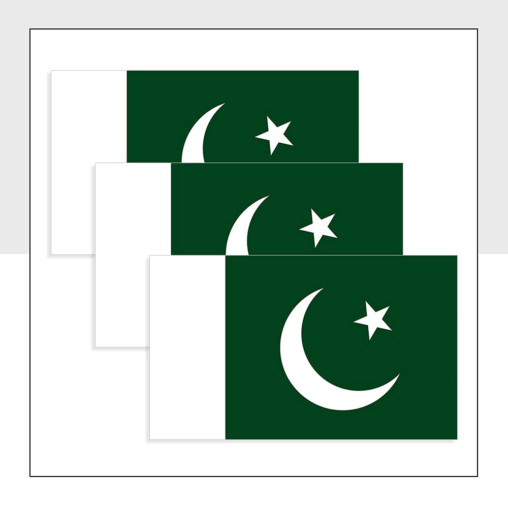 Pakistan Flag Car Stickers Pack of 3 (100 x 60mm) Waterproof PK Flag Labels for Bike Van Windows Helmet Packwith® #P1011