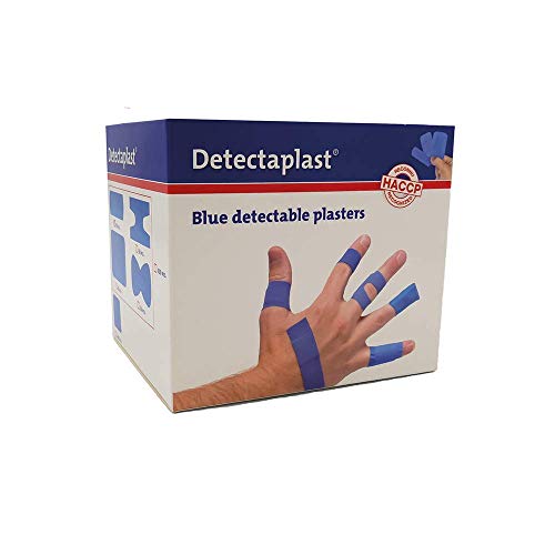 Tiritas detectables Detectaplast Elastic, tiritas azules y elásticas, tiritas cocina para la industria alimentara, hostelería y restauración, 19 x 72, 25 x 72, mariposa, nudillo, 100 tiritas