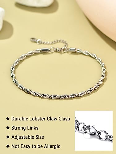 Image of FaithHeart Waterproof Ankle Bracelets for Women, 1 /2 /3Pcs Non Tarnish Stainless Steel Layered Anklet Set Paperclip Figaro Cuban Link Chain Dainty Summer Beach Jewelry Gift Adjustable Size