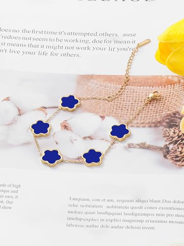 14K Gold Dainty Four Leaf Clover Bracelets for Women Lucky Flower Jewelry4