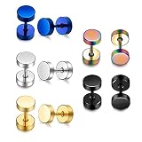 316L Surgical Steel Mens Earring 6mm Flatback Screw Stud Earrings Hypoallergenic Titanium Ear Pierci