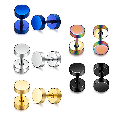 MDFUN 5 Paris Stud Earrings for Men 316L Stainless Steel Earring 6mm by MDFUN - Used condition - US$8.98