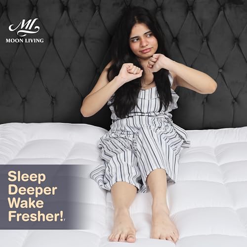 Moon Living Thick Mattress Topper Double Bed - 1100 Gsm Soft & Fluffy Quilted Mattress Topper 10Cm With Elastic Straps That Enhances Sleeping Comfort (Double 137X190Cm) - 7