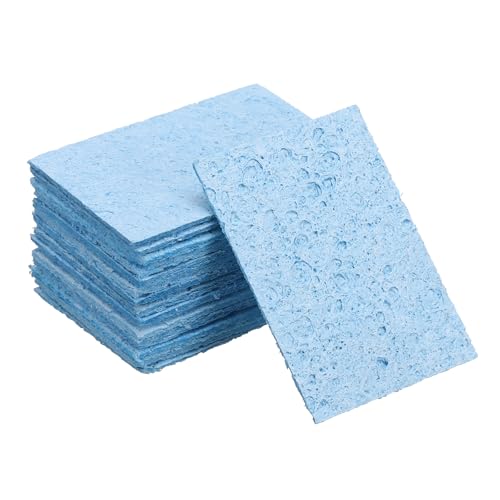 Image of uxcell Soldering Sponge 1.97 inch x 1.38 inch Rectangle Sponge Replacement Welding Soldering Iron Tip Cleaning Pads Soldering Iron Special High Temperature Sponge Blue 15pcs