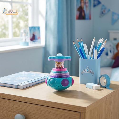 Image of Frozen Dizzy Glow Top - LED Light & Music Spinning Top Toy for Kids, Magic Musical Spinner with 360 Rotation, Turkish Blue Frozen Character Toy for Boys & Girls Age 3+, Battery Operated