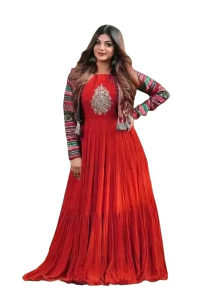 PK HUB Women's Rayon Anarkali Long Kurti with Jacket