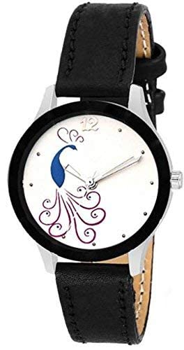 Watch City Girl Watch Analogue Round White Dial Leather Band Quartz Womens and Girls Watch for Gifte (Black Color) (B09X9LPW1X) Amazon Price History, Amazon Price Tracker