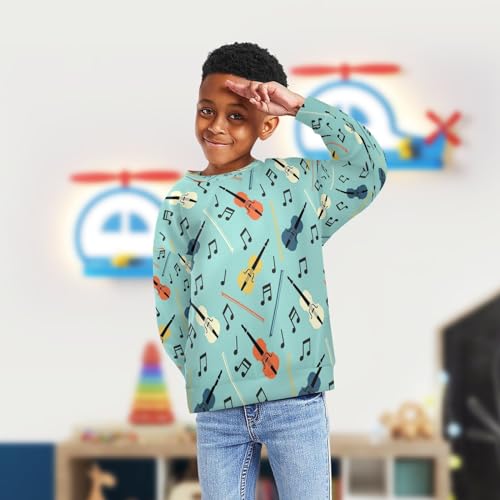 Violins Music Guitar Boy Girl Sweatshirt Toddler Crewneck Pullover Sweater Long Sleeve Fall Winter Clothes4
