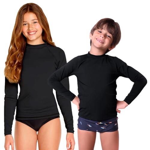 Camiseta Manga Longa Infantil Proteção Solar UV 50+ Praia Aloe Vera Slim bebe Criança (PP (1-3 anos)