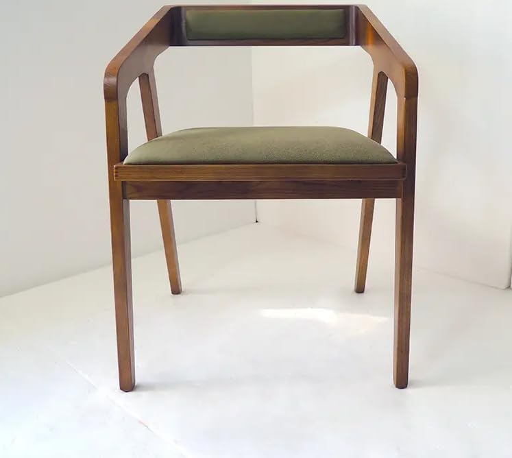 Image of Genuine Decor Solid Sheesham Arm Kursi Modern Furniture Off Games Wooden High Chair Pu Leather Chair Cushion For Kitchen | Living Room | Office | Cafe (Natural Brown), 54 cm, 74 cm