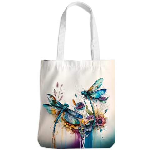 Dragonfly Gifts Canvas Tote Bag, Motivational Stuff for Women, Friendship & Birthday Gifts for Girls, Cute Reusable Tote Bag for Travel, Beach & Grocery