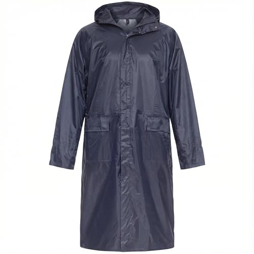 BWOLF POSEIDON Arbeitsmantel Regenmantel Herren Regenmantel Wasserdichte Lange Regenjacke Outdoor Wiederverwendbare Regenbekleidung mit Kapuze (Blau, 3XL)