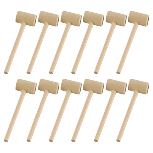 Laroal 12 minimartillos de Madera, pequeños mazos de Madera Maciza, Accesorios para Juegos de Fiesta, Martillo para Chocolate, corazón rompible, Herramienta para Romper mariscos