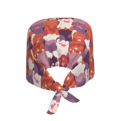 Image of Working Cap Scrub Cap with Sweatband Adjustable Unisex Women Tie Back Hat Nurse Surgical Caps