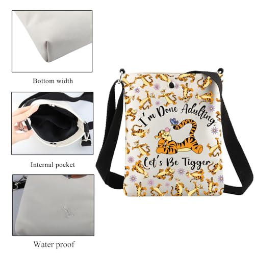 CMNIM Cartoon Tigger Crossbody Bag Cartoon Movie Fan Gift Tigger Lover Gift I'm Done Adulting Let's Be Tigger Crossbody Purse3