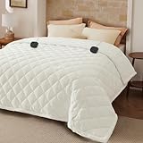 Bedsure Electric Blanket King Size - Dual Control Heated Weighted Blanket King with 10 Heat Settings, Fast Heating with 10 Time Settings (100x90 inches, Ivory)