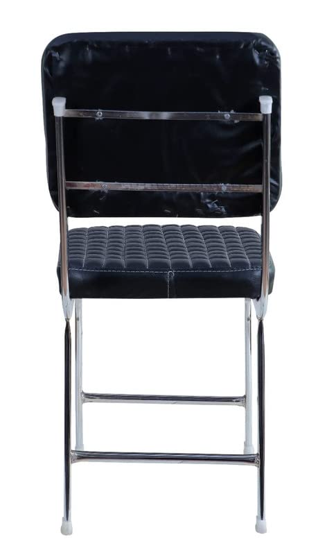 Image of WINIFRED Crome Steel Comfortable Visitor /Study /Hostel Desk Chair with Black Bonded Leather Weight Holds up to 120 kg (Pack of 2)