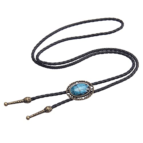 Image of GelConnie Native American Bolo Tie Rodeo Cowboy Leather Necktie Western Necklace Costume Accessories for Men,Women