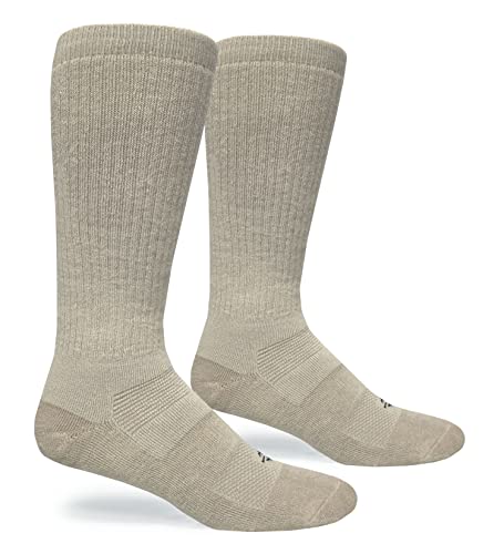Covert Threads Desert Boot Socks for Men - Long Military Boot Sock - Thick Cotton Mens Work Sock (as1, alpha, x_l, regular, regular, Sand)