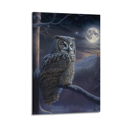 Chouette au clair de lune affiche déco pour une ambiance sereine