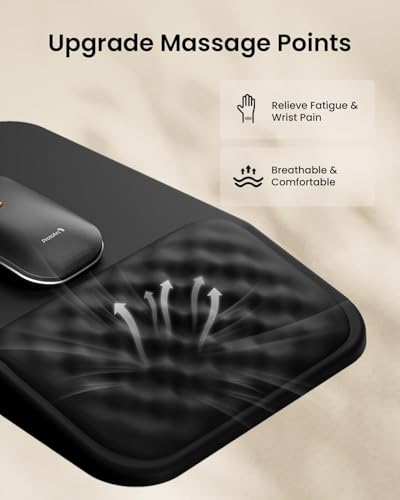 Image of ProtoArc Ergonomic Mouse Pad with Wrist Rest, Mousepad with Massage Design, Soft Memory Foam and Non-Slip PU Base for Pain Relief, Desk, Home, Office, 12x8 Inches, Black