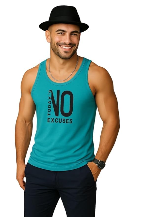 earth star Men's Cotton Tank Top Collection, Sleeveless Gym Vest | Vest for Men | Graphic Print | Casual Wear Vests for Workout (in, Alpha, XL, Regular, Green (Pack of 1))-picture-37
