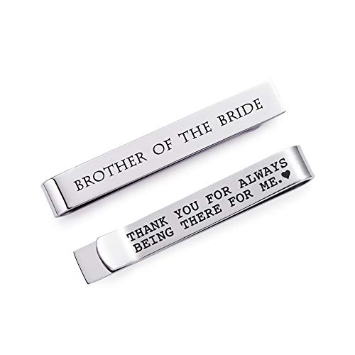 Brother of The Bride Wedding Gifts Tie Clips For Men Man of Honor Groomsman Tie Clip