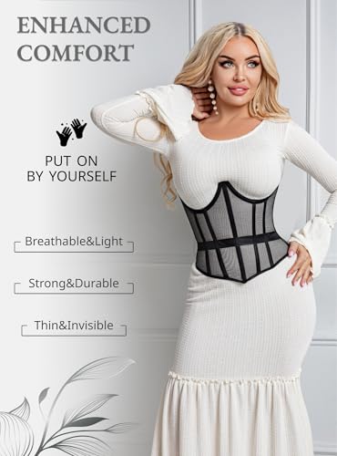 Image of Mesh Corset Waist Trainer for Women - Underbust Corset Lace Up - Waist Cincher Shapewear - Body Shaper