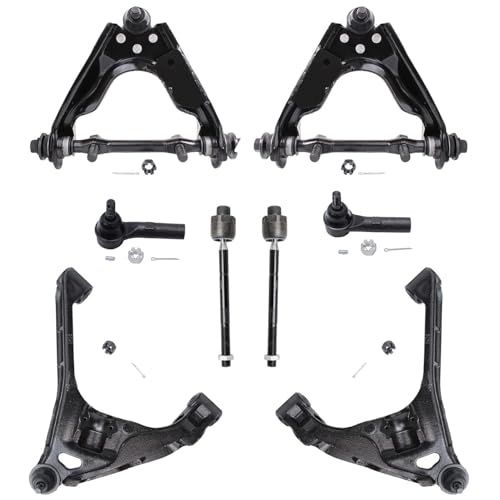 Image of Detroit Axle - 8pc Front End Control Arms Kit for 00-04 Dodge Dakota, 00-03 Durango, 4 Upper & Lower Control Arms with Ball Joint 4 Tie Rods 2000 2001 2002 2003 2004 Replacement