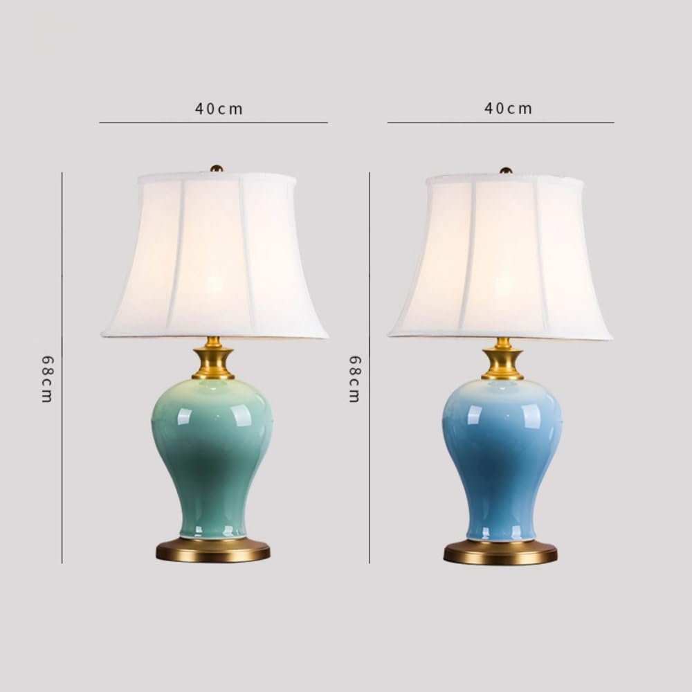Lampa Stołowa, Lampa Z Białym Abażurem Z Tkaniny, Lampy Stołowe Na Stolik Nocny, Ceramiczne Lampki Nocne, Lampa Stołowa Do Salonu, Duże Lampki Do Sypialni Na Stolik Końcowy – Pilot, Przełącznik Zdaln