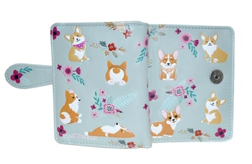 Shag Wear Corgi Dog Pattern Small Wallet 4.5" Mint Green