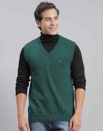 Image of Monte Carlo Off White Solid V Neck Sweater | Warm Woolen Pullover for Men | Soft Comfortable Knitted Winter Wear Sweater for Men's