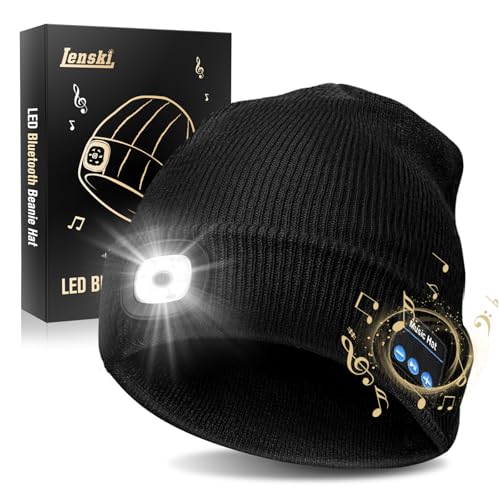 Lenski Regalos Originales, Regalos San Valentin Hombre, Regalo s Originales para Hombre, Gorro con Bluetooth con Luces LED, Regalo Cumpleaños Hombr, Gadgets Tecnologicos