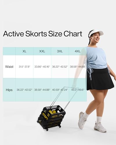 Image of Women's Tennis Skorts with 2 Pockets Plus Size Golf Skirts High Waisted Pleated Athletic Skirt for Pickleball Running