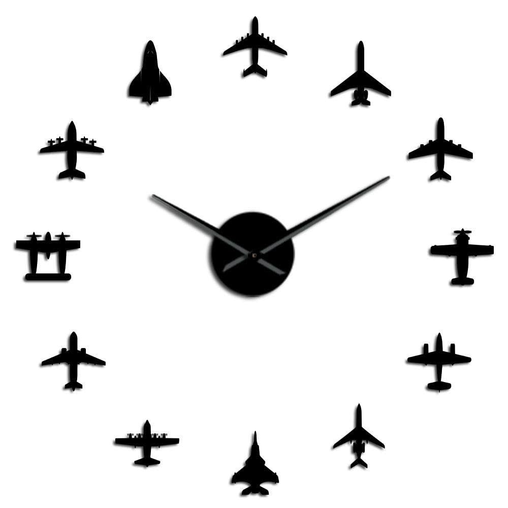 Horloge murale 3d avion pour habiller un grand mur vide avec des stickers miroirs
