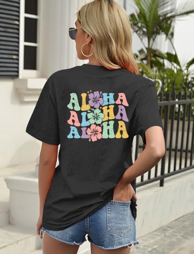 Hawaiian Shirt for Women Hawaii Family Vacation Graphic T-Shirt Summer Trip Vintage Tee Floral Tropical