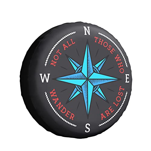 Not All Those Who Wander are Lost Compass Spare Tire Cover 16 Inch Wheel Protector for Truck SUV Trailer Camping Rv Tire Covers