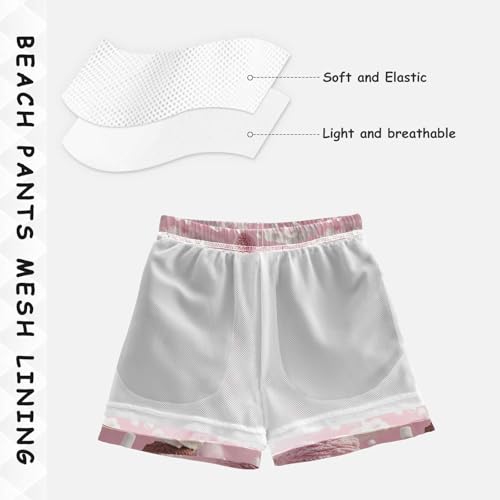 Boys Quick Dry Swim Trunks with Pockets Ice Cream Pink White Beach Shorts for Kids, Toddler Swimsuit Boy4