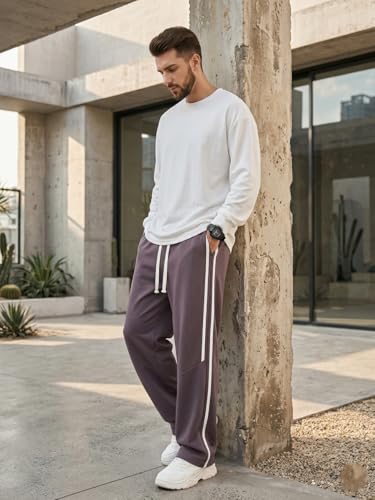 Image of GRECIILOOKS Korean Style Track Pants for Men - Loose Fit Lycra Cargo Joggers | Trendy Gym & Streetwear Bottoms with Utility Pockets (Available in Plus Size)