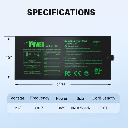 Tapis chauffants pour semis durables et imperméables iPower GLHTMTPROSX2 noir