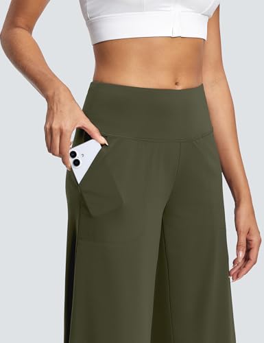 Image of ISEEGZ 15 inch /18 inch /21 inch Capri Pants for Women High Waist Wide Leg Yoga Capris with Pockets Stretchy Loose Fit Casual Workout