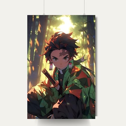 Image of Tanjiro Kamado Poster | Demon Slayer Anime - kimetsu no yaiba | Laminated | For Wall, Office and Home Decor | A3 and A4 Sizes (A4 Medium, 10)