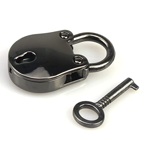 Image of 1PCS Vintage Mini Bear Padlock Key Lock Antique Style Small Key Lock (Gun Black)